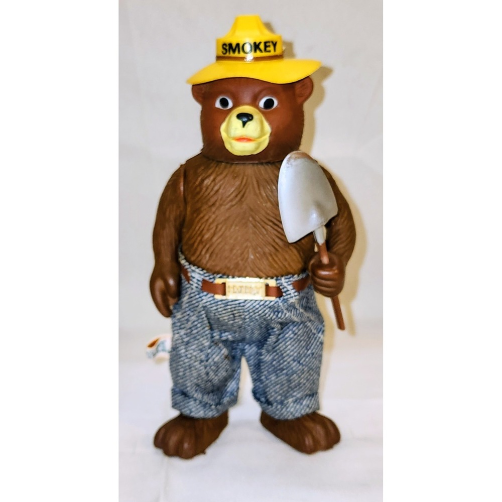 Vtg  90s Smokey The Bear Dakin 8" Figure Prevent Forest Fire Shovel Jeans Rare